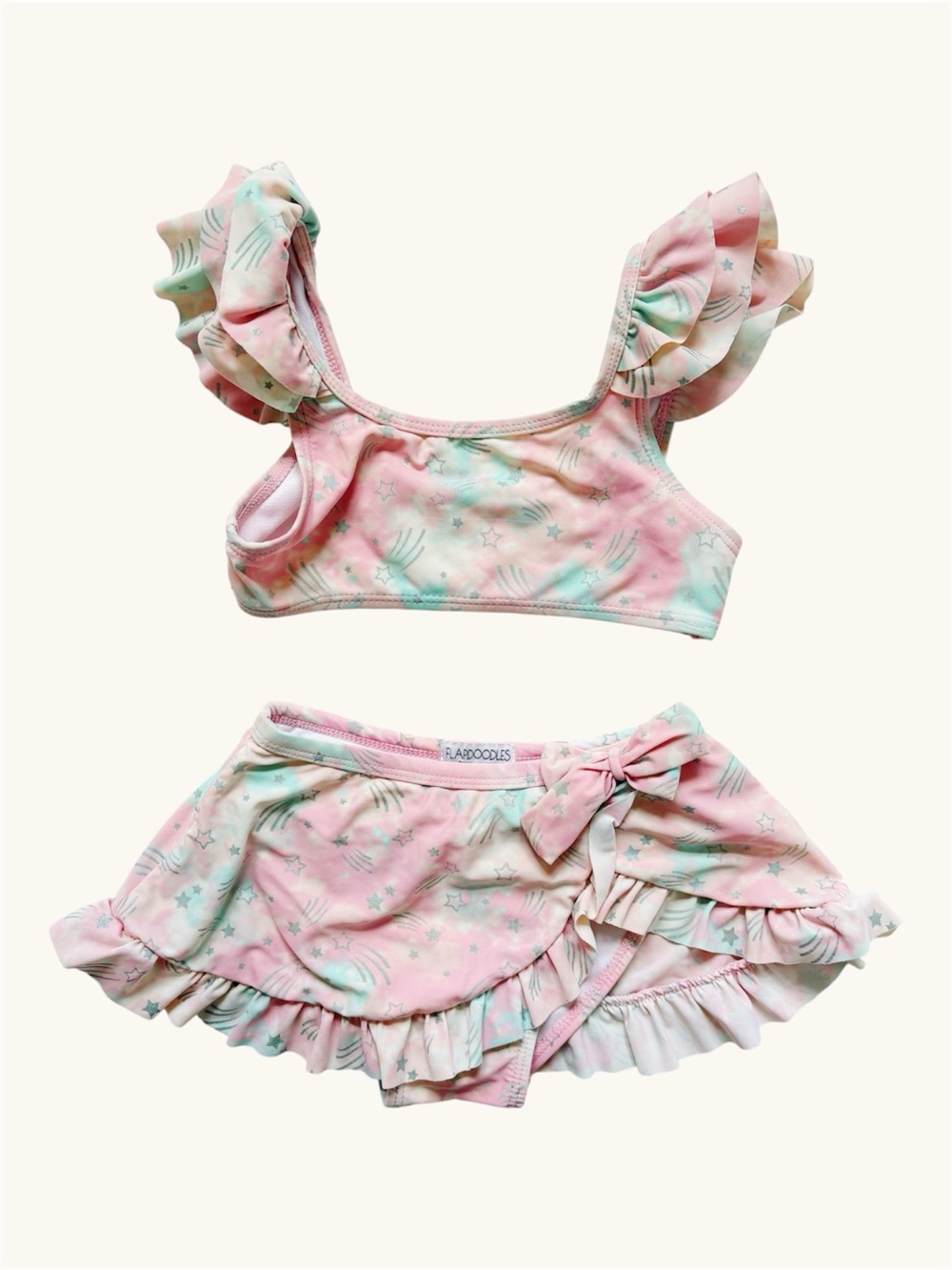 Flapdoodles Girls Pastel Rainbow 2-Piece Skirted Swimsuit | Size 5